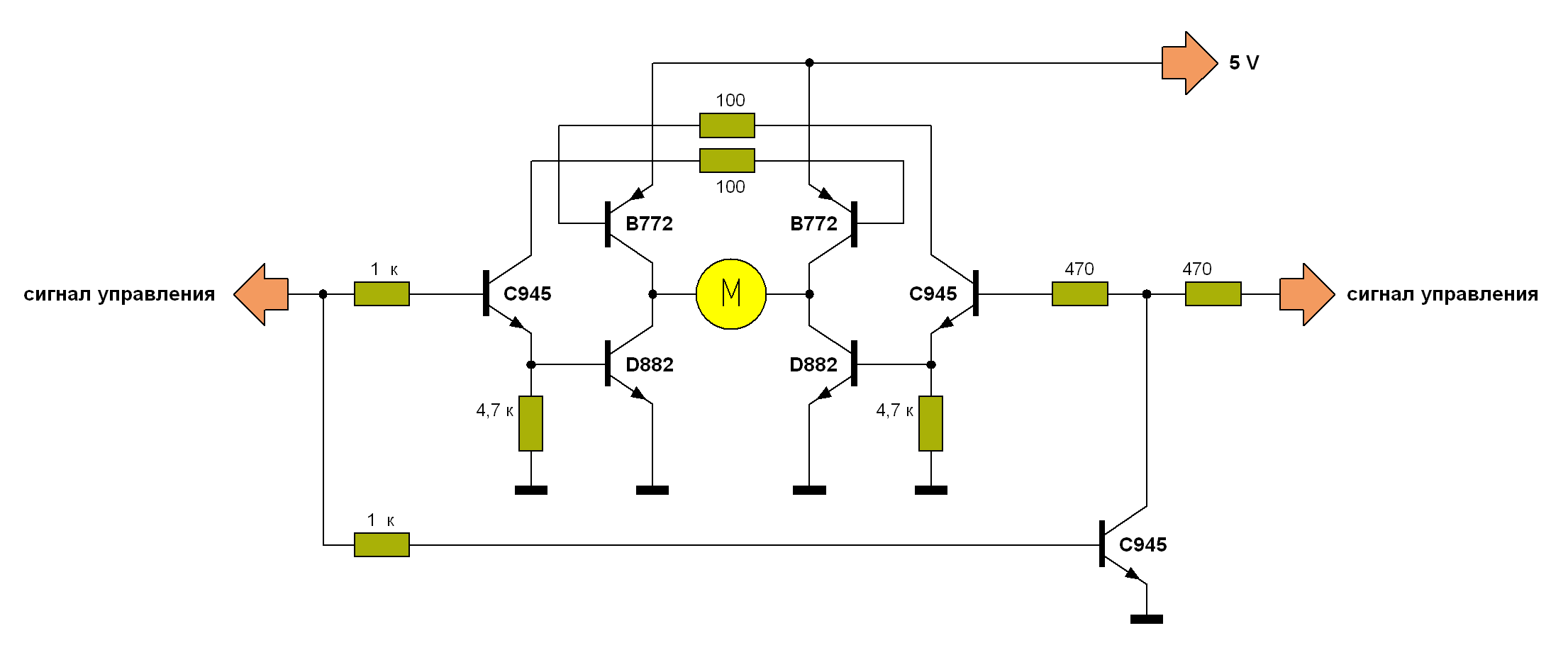 Схема управления двигателем на транзисторах схема